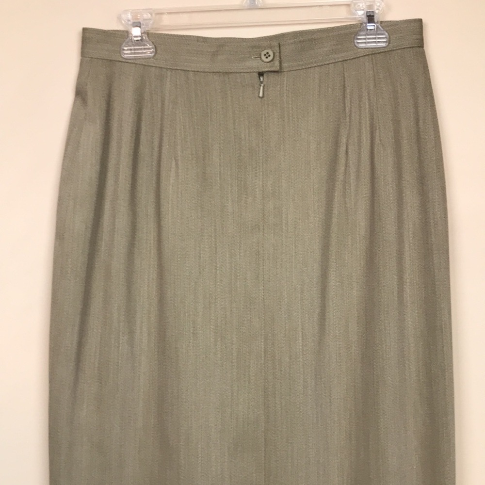 VTG Carlisle Women’s Wool Light Olive Green Maxi Pencil Skirt - Picture 4 of 6